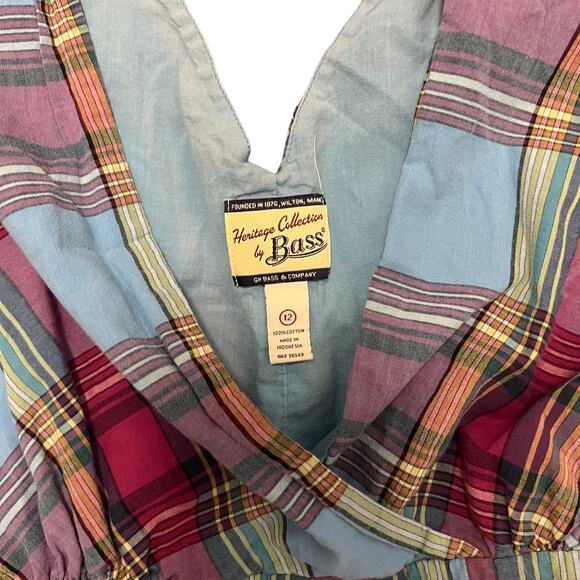 Vintage GH Bass Plaid Pleated Dress Size 12 - Picture 3 of 5